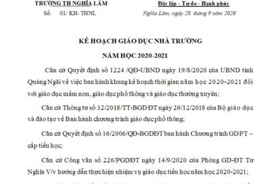 Kế hoạch giáo dục trường TH Nghĩa Lâm năm học 2020-2021
